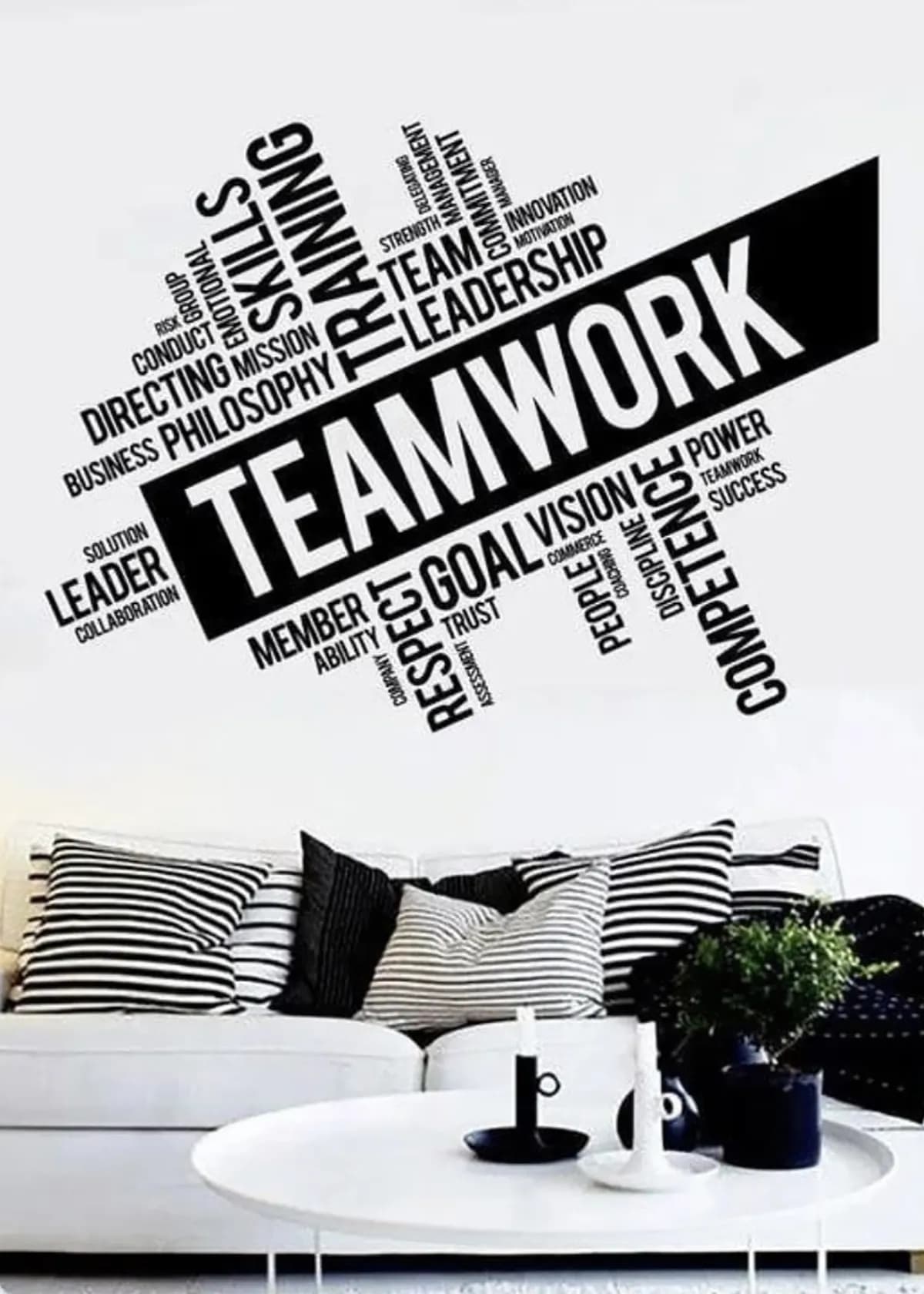 Corporate office wall with teamwork typography design by InnoPrint KSA Saudi Arabia