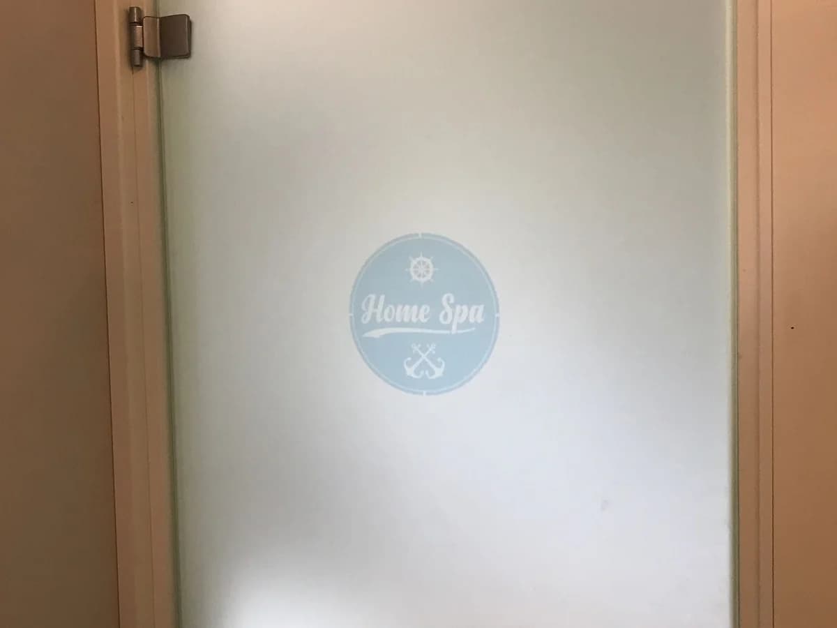 Glass door office view